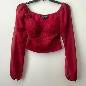Red Silky crop top